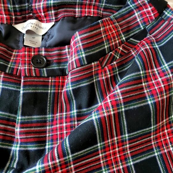 PANTS CHRISTOPHER &BANKS SIZE 4PETITE STRAIGHT LEGS PLAID RED BLACK GREEN WHITE - Picture 5 of 7
